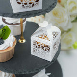 25 Pack | White Butterfly Top Laser Cut Lace Favor Candy Gift Boxes