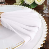 5 Pack | White 200 GSM Premium Polyester Dinner Napkins, Seamless Cloth Napkins