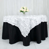 72x72inch White 3D Leaf Petal Taffeta Fabric Table Overlay