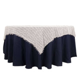 White Fringe Shag Square Polyester Table Overlay