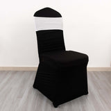 5 Pack White Spandex Chair Sashes with Gold Diamond Buckles, Elegant Stretch Chair Bands and Slide