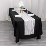 12x108inch White Satin Stripe Table Runner, Elegant Tablecloth Runner