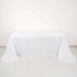 90x132Inch White Accordion Crinkle Taffeta Rectangular Tablecloth