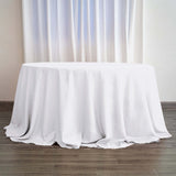 132Inch White Seamless Polyester Round Tablecloth