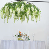 55inch Cream Artificial Silk Hanging Wisteria Vine Flower Chandelier