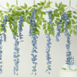 5 Pack 44inch Silk Hanging Wisteria Flower Garland Vines in Dusty Blue, Elaborated 