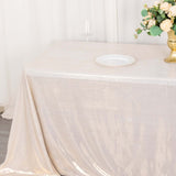 90x132inch Shiny Beige Polyester Rectangular Tablecloth With Shimmer Sequin Dots