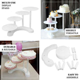 4-Tier Half Moon White Plastic Cake Dessert Stand, 4-Shelf Cupcake Display - 17inch Tall