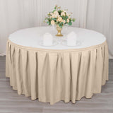 21ft Nude Pleated Polyester Table Skirt, Banquet Folding Table Skirt