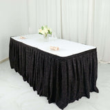 17ft Black Metallic Shimmer Tinsel Spandex Pleated Table Skirt with Top Velcro Strip