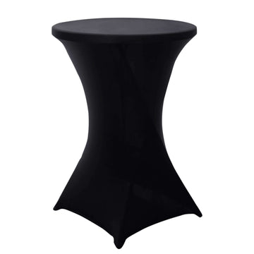 Spandex 24"-32" Round Cocktail Table Cover Black - Easy to Maintain Stretch Fitted Highboy Tablecloth for Stylish Events