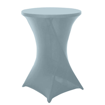 Spandex 24"-32" Round Cocktail Table Cover Dusty Blue - Easy to Maintain Stretch Fitted Highboy Tablecloth