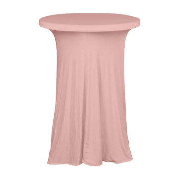 Spandex 32" Round Cocktail Table Cover Skirt Dusty Rose With Natural Wavy Drapes