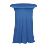 Royal Blue Round Heavy Duty Spandex Cocktail Table Cover With Natural Wavy Drapes