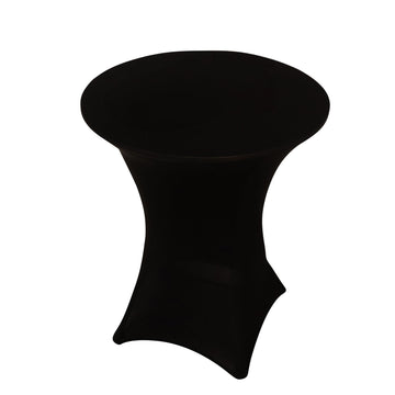 Spandex 33"-36" Round Cocktail Table Cover Black - Easy to Maintain Stretch Fitted Highboy Tablecloth