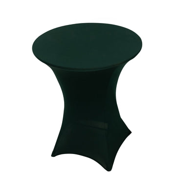 Spandex 33"-36" Round Cocktail Table Cover Hunter Emerald Green - Easy to Maintain Stretch Fitted Highboy Tablecloth