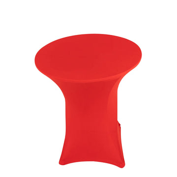 Spandex 33"-36" Round Cocktail Table Cover Red - Easy to Maintain Stretch Fitted Highboy Tablecloth