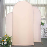 Set of 3 | Matte Blush Rose Gold Spandex Fitted Chiara Backdrop Stand Cover For Round Top
