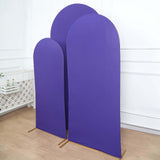 Set of 3 | Matte Purple Spandex Fitted Chiara Backdrop Stand Cover For Round Top