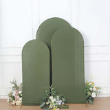 Set of 3 | Matte Olive Green Spandex Fitted Chiara Backdrop Stand Cover For Round Top