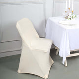 Beige Spandex Stretch Fitted Folding Slip On Chair Cover - 160 GSM