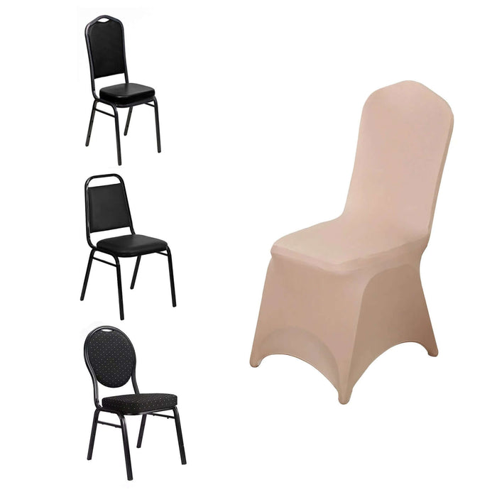 Nude Spandex Stretch Fitted Banquet Slip On Chair Cover - 160 GSM