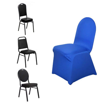 Spandex Chair Cover for Banquet Chairs Royal Blue - Stretch 160GSM Fabric with Slip-On Slipcover