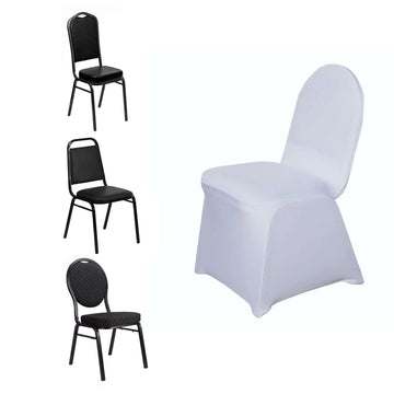 Spandex Chair Cover for Banquet Chairs White - Stylish Stretch 160GSM Fabric with Slip-On Slipcover for Sophisticated Gatherings