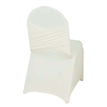 Spandex Chair Cover Madrid Style for Banquet Chairs Ivory - Stylish Stretch 180GSM Fitted Slipcover