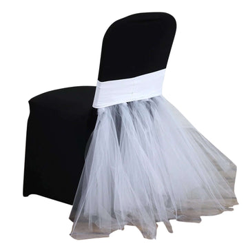 Spandex Chair Cover Skirt Tutu Style for Wedding Chairs White - Stylish Decor for Formal Events