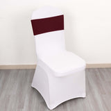 5 Pack Burgundy Spandex Chair Sashes with Gold Diamond Buckles, Elegant Stretch Chair Bands