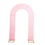 8ft Pink Spandex Fitted Open Arch Wedding Arch Cover, Double-Sided U-Shaped Backdrop Slipcover