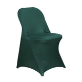 10 Pack Hunter Emerald Green Spandex Folding Slip On Chair Covers, Stretch Fitted Chair Covers