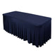 6ft Navy Blue Wavy Spandex Fitted Rectangle 1-Piece Tablecloth Table Skirt