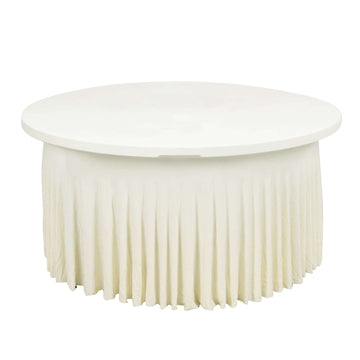 Spandex Round 5ft Table Skirt Ivory with Wavy Skirt-Like Effect Stylish Table Cover