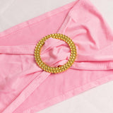 5 Pack Pink Spandex Chair Sashes with Gold Diamond Buckles, Elegant Stretch Chair Bands#whtbkgd