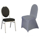 Black/White Buffalo Plaid Spandex Stretch Banquet Chair Covers, Fitted Checkered Chair Covers