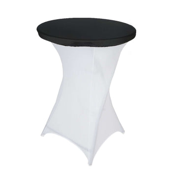 Spandex Table Top Cover Black Fitted Cocktail Topper - Wrinkle-Free Table Topper