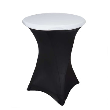 Spandex Table Top Cover White Fitted Cocktail Topper - Wrinkle-Free Event Decor