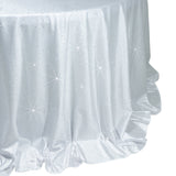 Scuba Round Tablecloth 132 White with Rhinestone Accents – Seamless, Wrinkle-Free