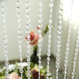 8ft Crystal Diamond Beaded Curtain with Plastic Rod and Adjustable Hooks