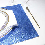 6 Pack | Royal Blue Sparkle Placemats, Non Slip Decorative Rectangle Glitter Table Mat