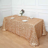 90x156inch Matte Champagne Big Payette Sequin Rectangular Tablecloth - Premium Collection