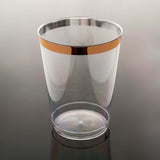 12 Pack | 10oz Rose Gold Rim Clear Plastic Party Cups, Disposable Tumblers