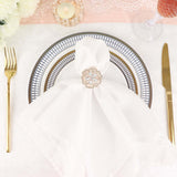 4 Pack | Diamond Rhinestone Gold Metal Rose Flower Napkin Rings