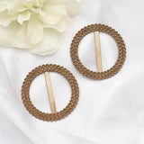 20 Pack | 2.5inch Antique Gold Diamond Circle Napkin Ring Pin Brooch, Rhinestone Chair Sash Buckle
