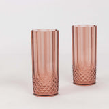 6 Pack 14oz Dusty Rose Crystal Cut Reusable Plastic Cocktail Tumbler Cups