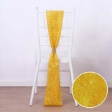 5 Pack Gold Metallic Fringe Shag Tinsel Chair Sashes, Shimmery Polyester Chair Sashes