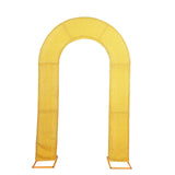 8ft Gold Spandex Fitted U-Shaped Wedding Arch Cover With Shimmer Tinsel Finish