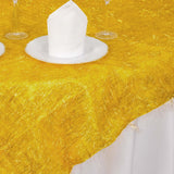 72x72inch Gold Polyester Table Overlay With Metallic Tinsel Foil Fringes